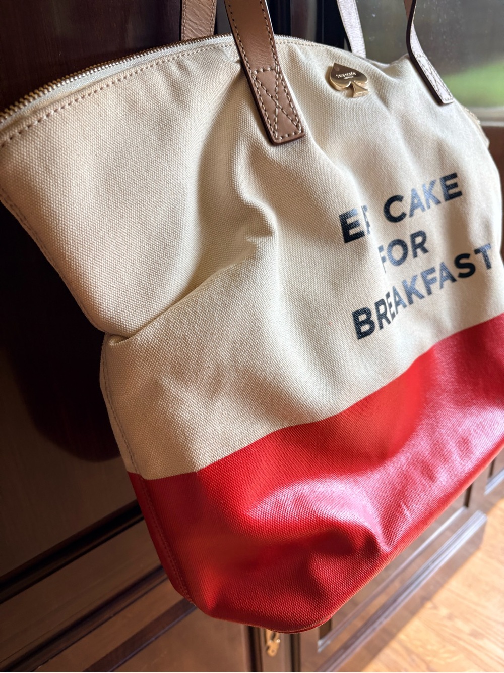 Kate Spade Cream and Red 'Eat Cake For Breakfast' XL Tote - Picture 5 of 16